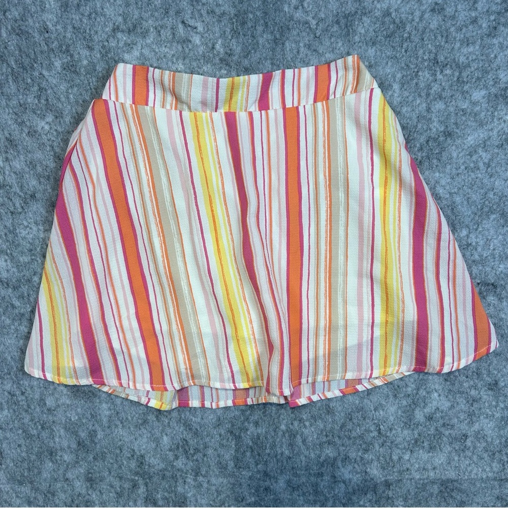 Speechless Girls Pink and Orange Striped Skater Skirt Size 8 Flowy Girly Skort
